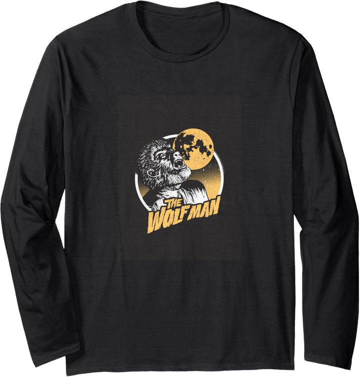 Universal Monsters Distressed Wolfman Circle Portrait Logo Langarmshirt