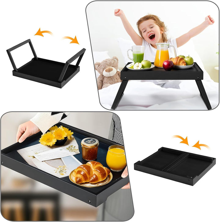 Betttablett mit klappbarem Bein, Bambus-Tablett zum Essen, Frühstücksbett-Tablett für Küche, Servier