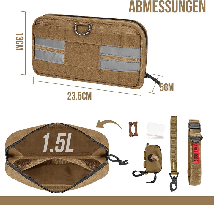 OneTigris Futterbeutel für Hunde (23,5x13x5cm) 2 Stück, MOLLE System für taktisches Hundegeschirr Tr