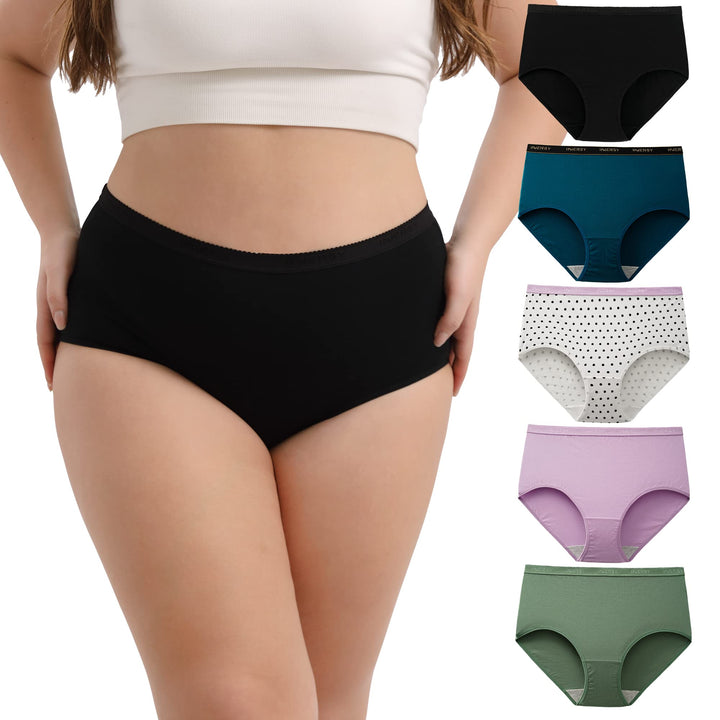 INNERSY Unterhosen Damen Grosse Grössen Schlüpfer Baumwolle High Waist Slip Maxi Unterwäsche 5er Pac