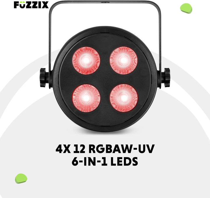 Fuzzix PLF20 - LED Par Strahler, 2er Set - 4x 12 Watt LEDs - Discolicht Partylicht, RGB Strahler mit