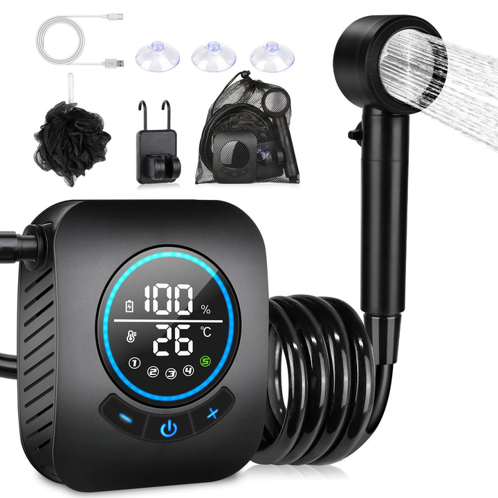 Spopal Camping Dusche, [8000mAh] Campingdusche Tragbare mit Pumpe und Temperaturanzeige, Mobile Dusc