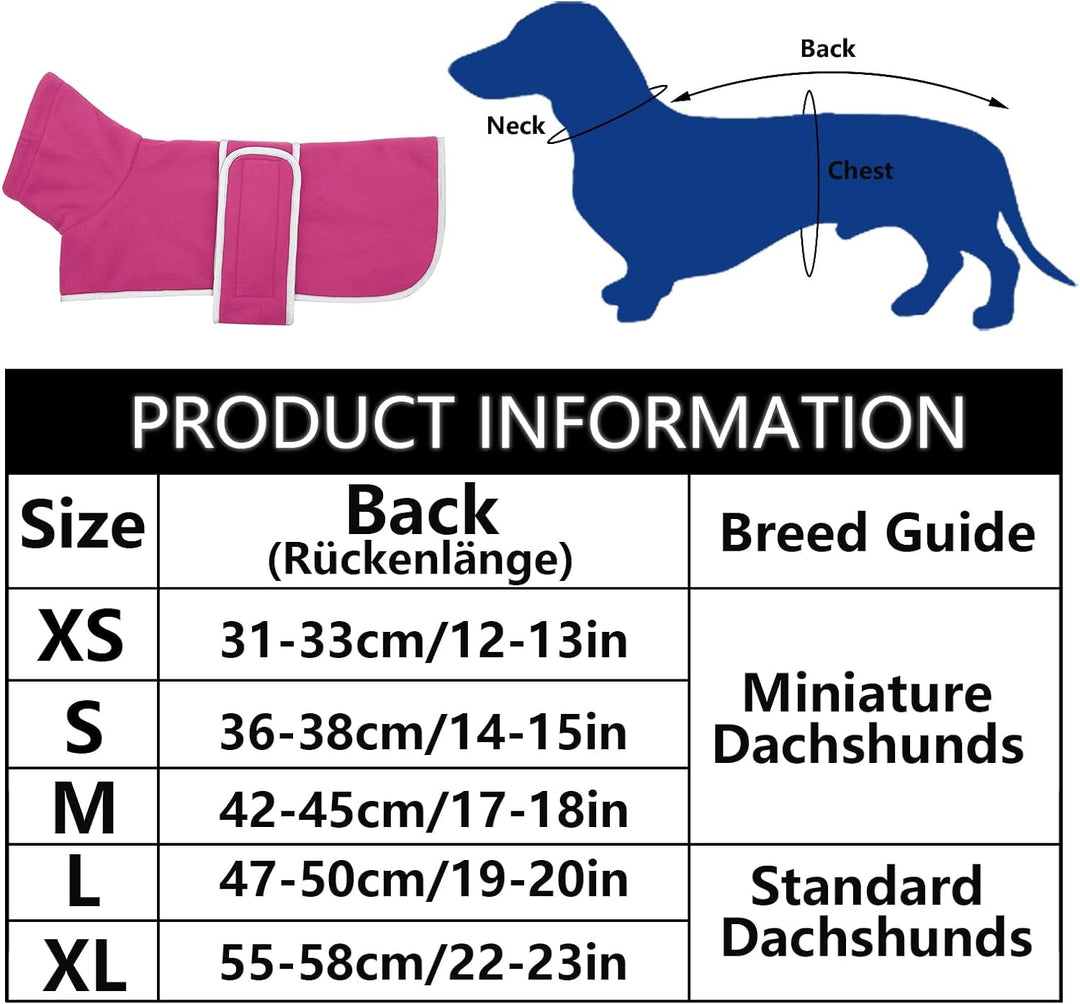 Geyecete -Gemütlich Polarfleece Winter hundemantel fur Dackel,Miniatur Dackel fleece hundepullover,H