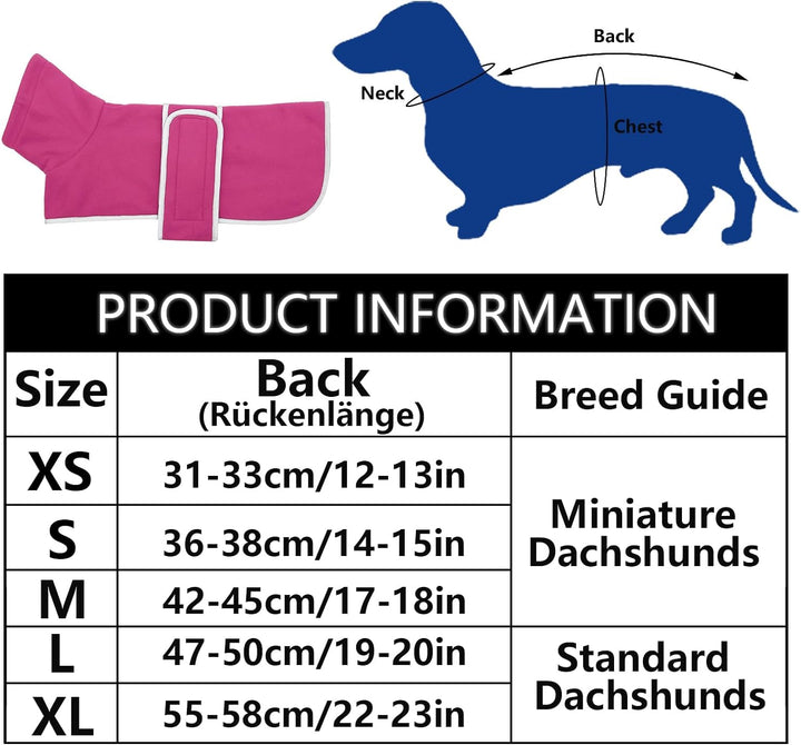 Geyecete -Gemütlich Polarfleece Winter hundemantel fur Dackel,Miniatur Dackel fleece hundepullover,H