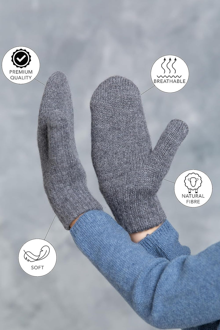 KNITAS Doppellagen Strickhandschuhe aus Wolle für Baby Kleinkind I Winter Warme Gestrickte Handschuh