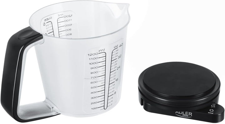 ADLER Küchenwaage mit Messbecher, 5kg Kapazität, weisses LED-Display