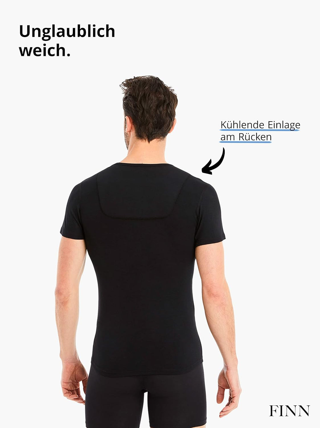 FINN Herren Funktions-Unterhemd mit V-Ausschnitt - Anti-Schweiss Shirt mit Einsätzen gegen Schweissf
