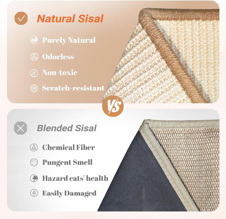 CheerPals Sisal Kratzbrett Katzen mit Sisalkugel - 160° Gebogenes Design, Massives Buchenholz & Natü