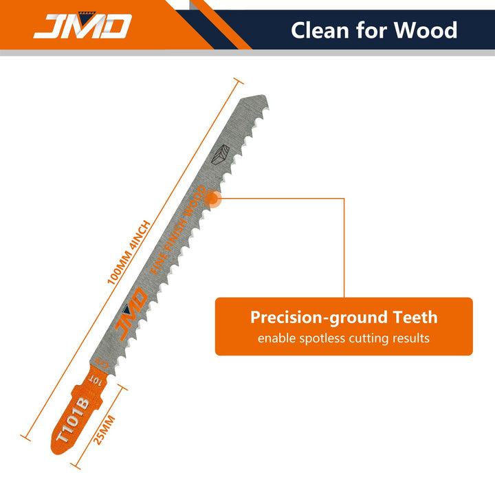 JMD 30 x T101B Stichsägeblatt Holz 100mm 10TPI Sägeblätter Stichsäge für Holz Zubehör Stichsäge Komp