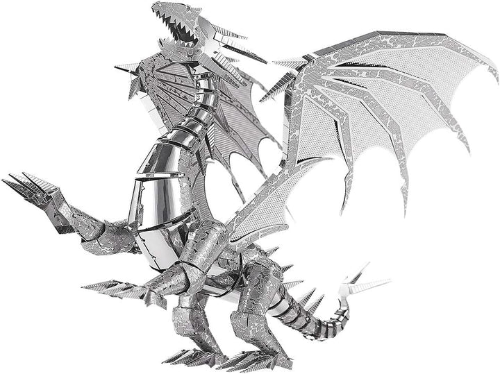 Piececool 3D Puzzle Metall Modellbau Flammender Silberdrache, 3D Metall Puzzle für 340 Edelstahl, Ga