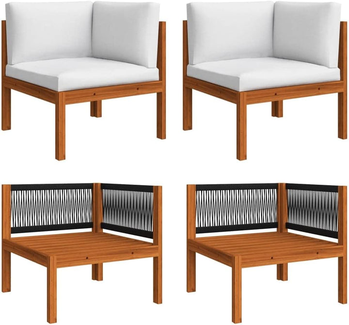 vidaXL 2X Akazienholz Massiv Garten Ecksofa mit Auflagen Sofa Lounge Gartensofa Sessel Gartensessel