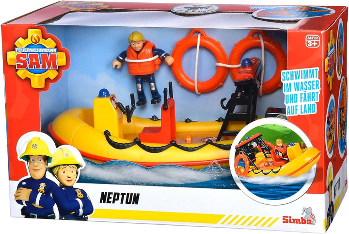 Simba 109251047 - Feuerwehrmann Sam Neptune Boot, mit Penny Figur im Tauchoutfit, mit Geheimfach und