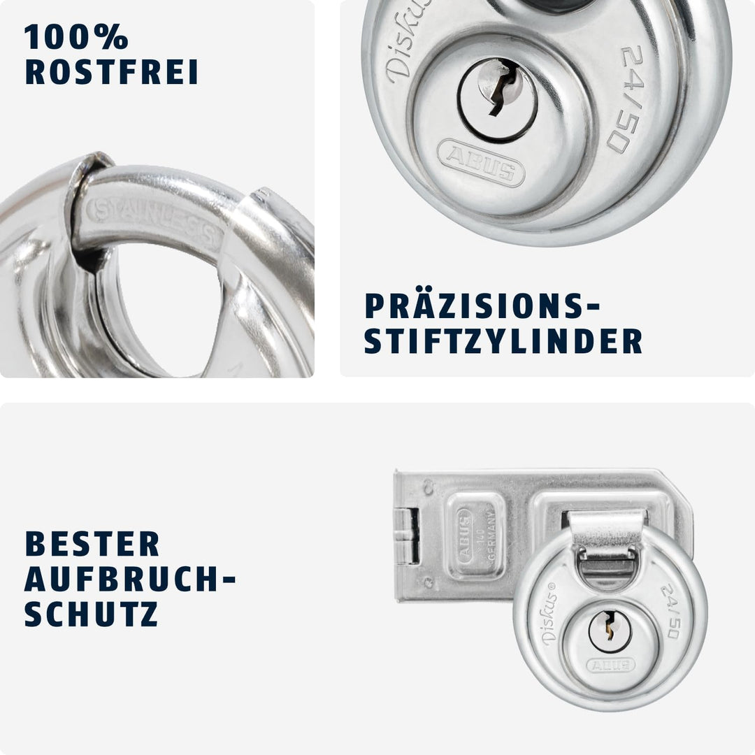 Abus - 24IB/60 60mm Diskus Vorhängeschloss Edelstahl Carded - ABU24IB60C 50mm, 50mm