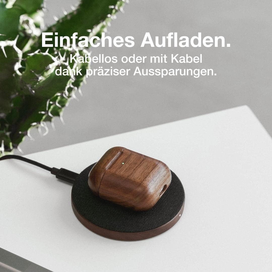 Woodcessories - Nachhaltiges Case kompatibel mit Airpods Hülle Holz, 1. &amp; 2. Generation, Walnuss Hol
