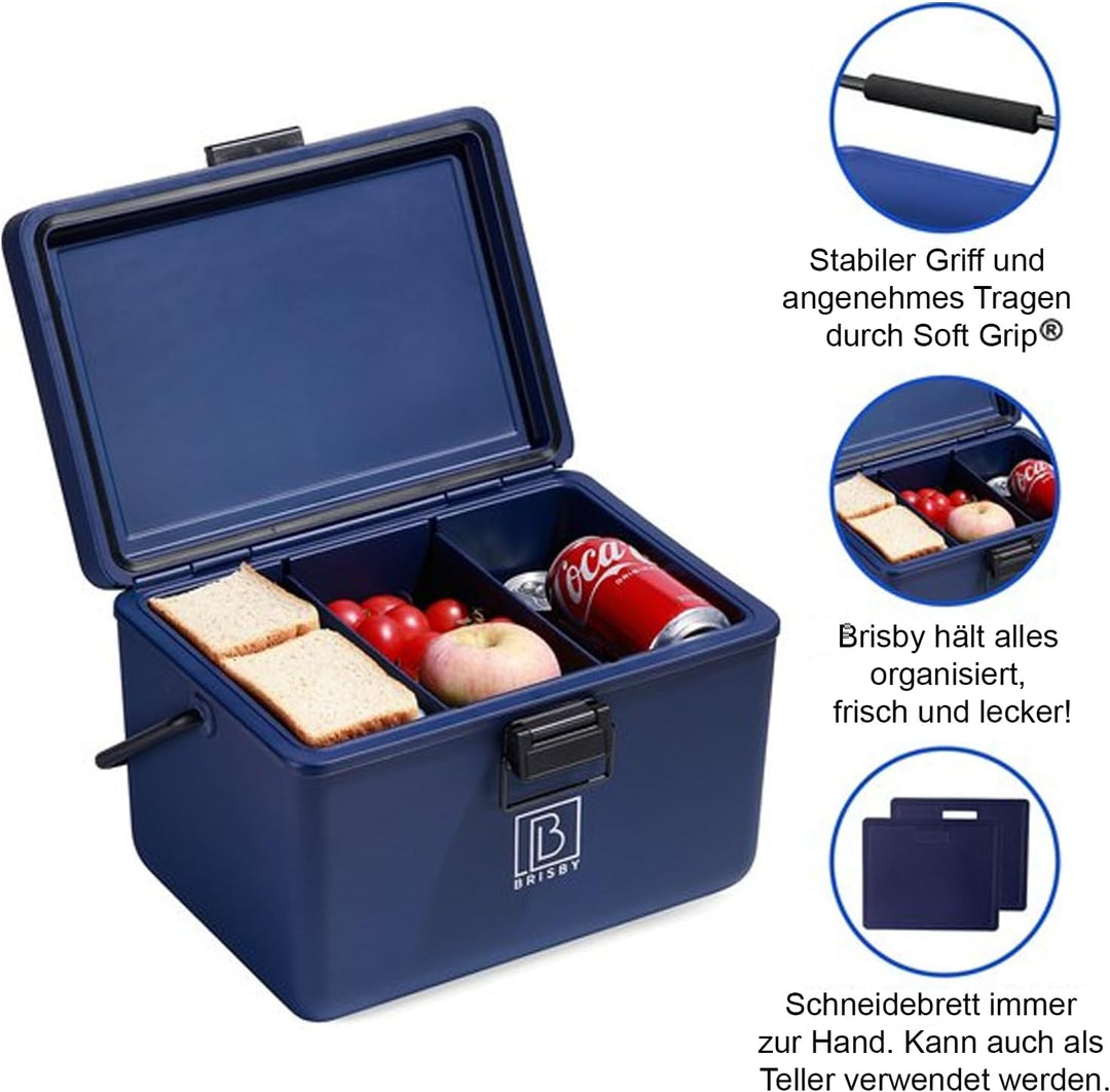 Brisby Kühlbox 12 Liter - Kühlbox ohne Strom, 40 Stunden kühl, Inklusive 2 grosse Kühlelemente 200ML
