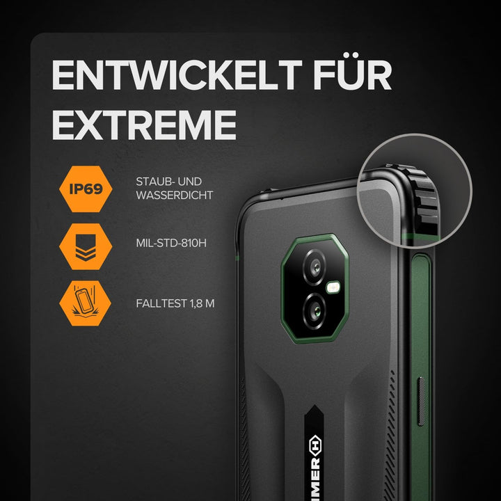 Hammer Ranger 4G 8+8GB/256GB Outdoor Handy, Baustellenhandy und Rugged Smartphone, 6" Display, IP69