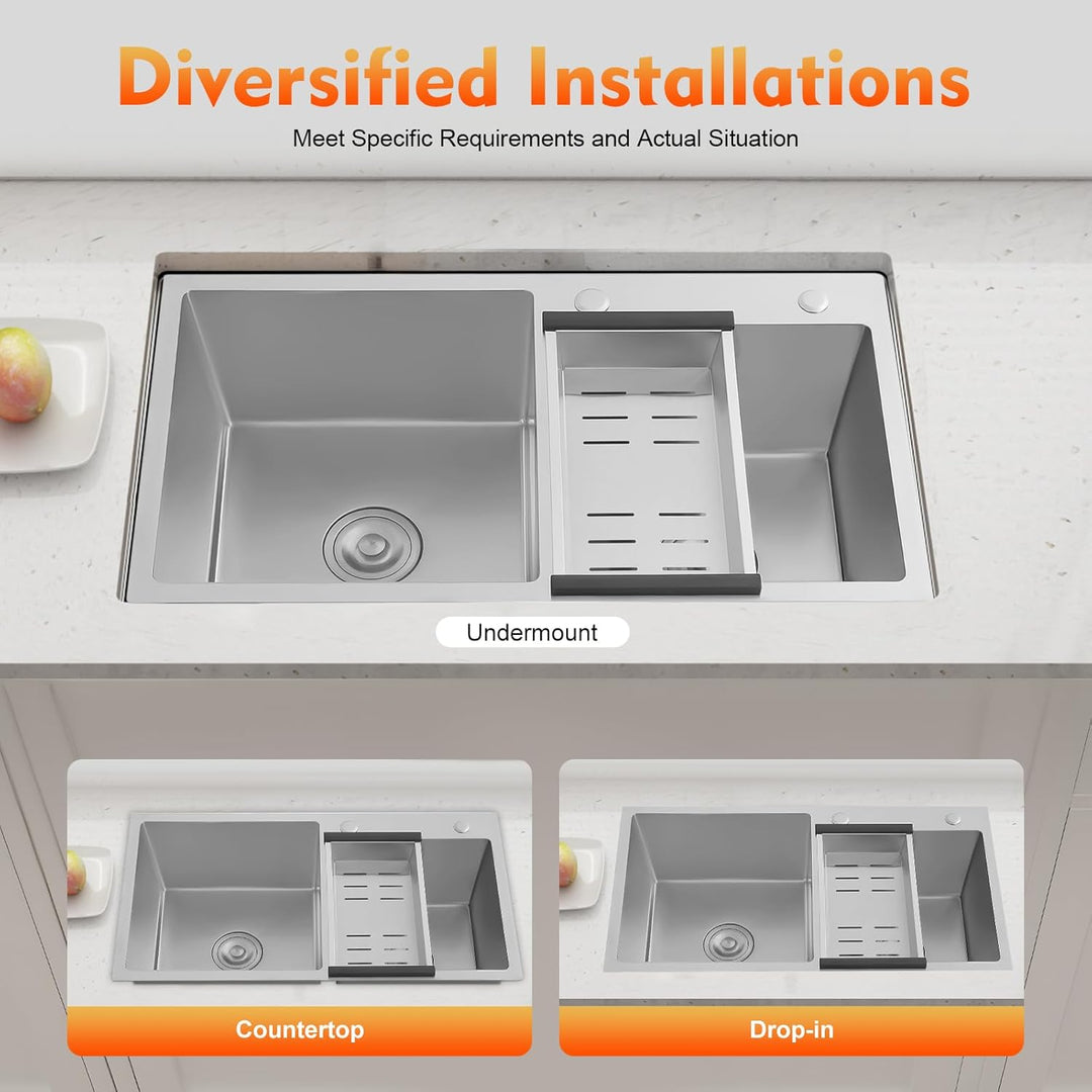 Küchenspüle Haushaltsspüle Spülbecken Einbauspüle Doppelwaschbecken Edelstahl Doppelbecken mit Abtro