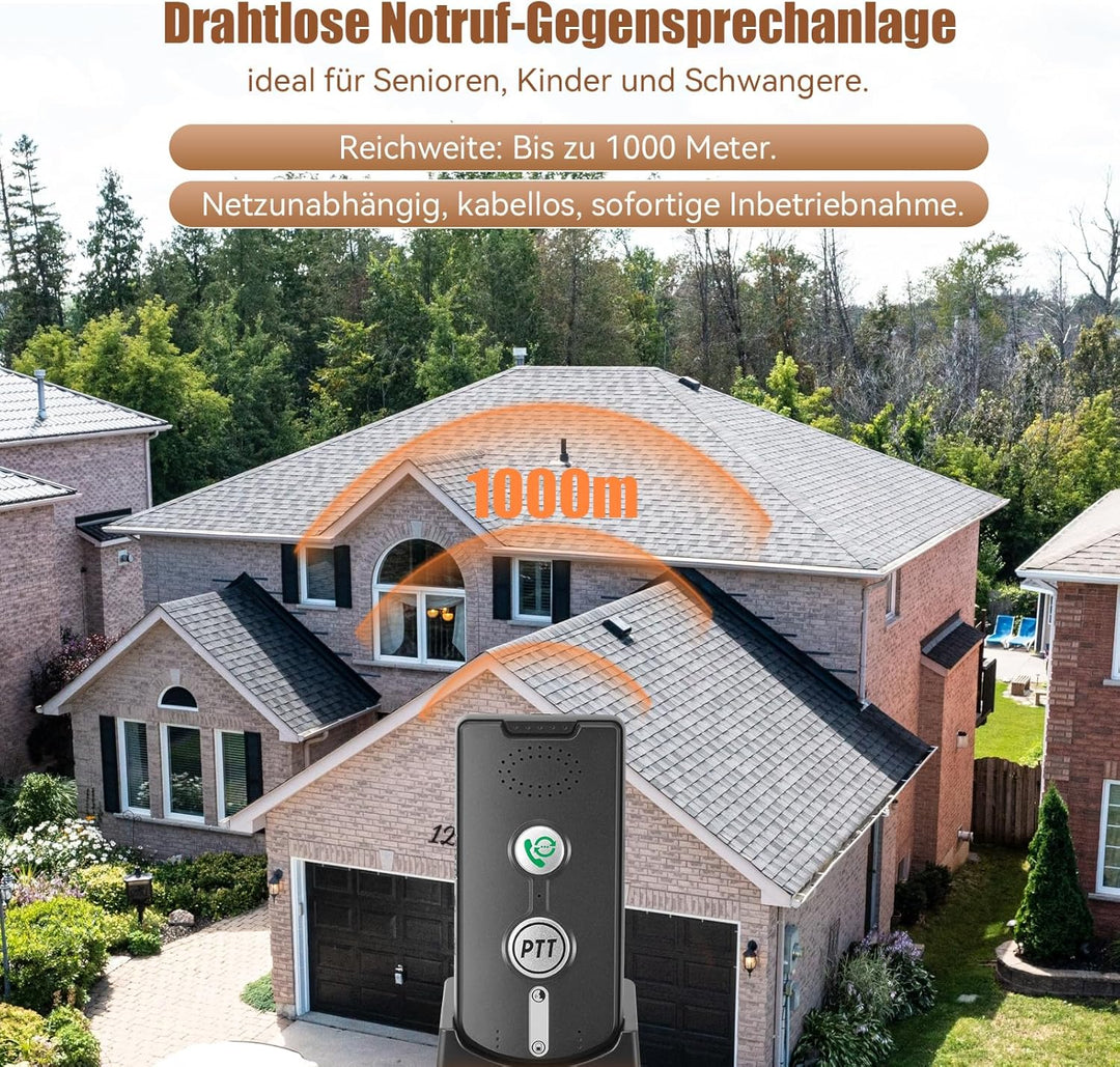 2 Wege Gegensprechanlage 1000M, Smart Voice Intercom 2 Way Voice Intercom Sprechanlage Gegensprechan