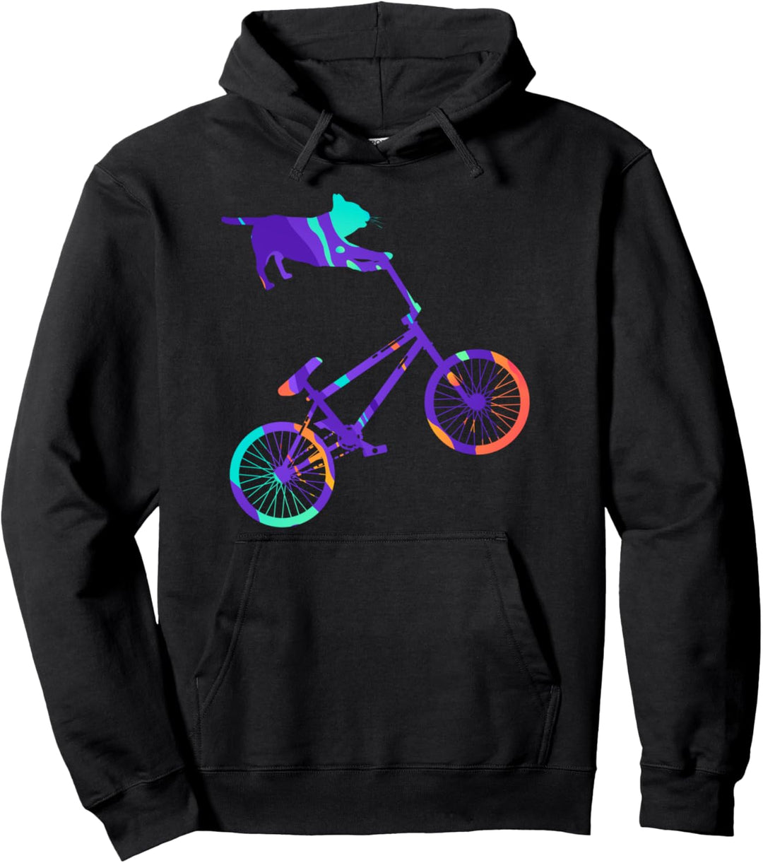 Fahrrad Katze BMX Stunts Radfahrer Rad Fahren Tier Geschenk Pullover Hoodie