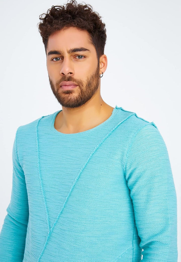 Leif Nelson Herren Pullover Rundhals-Ausschnitt Schwarzer Männer Longsleeve dünner Pulli Sweatshirt