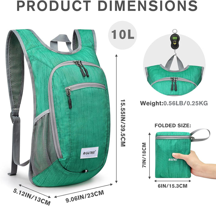 G4Free 10/15/20L Faltbarer Rucksack Klein, Wanderrucksack Leicht, Tagesrucksack Damen Herren für Wan