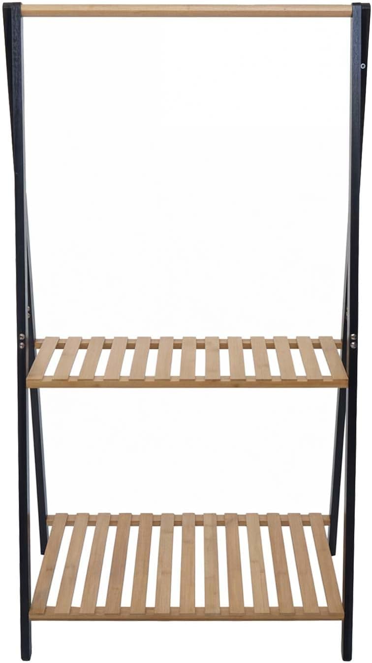 Mendler Bambus Pflanzenregal HWC-Q32, Blumentreppe Pflanzentreppe Badregal, Stange 2 Ablagen 130x70x