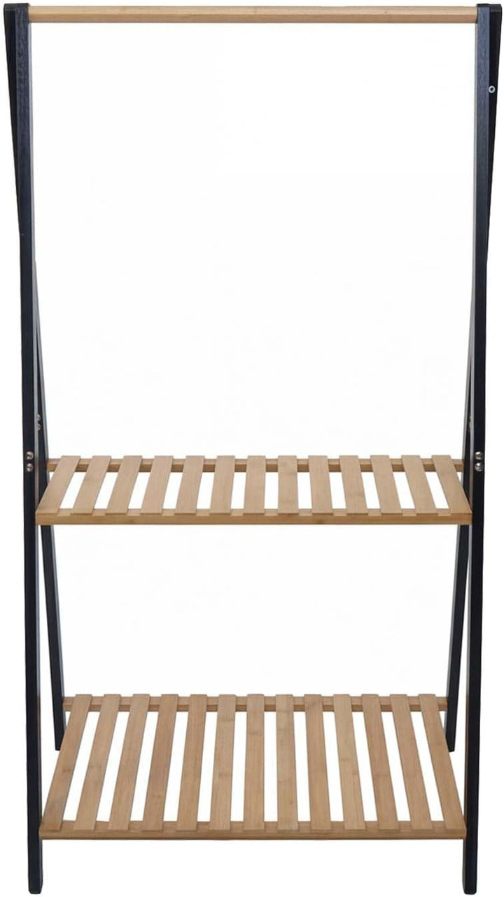 Mendler Bambus Pflanzenregal HWC-Q32, Blumentreppe Pflanzentreppe Badregal, Stange 2 Ablagen 130x70x