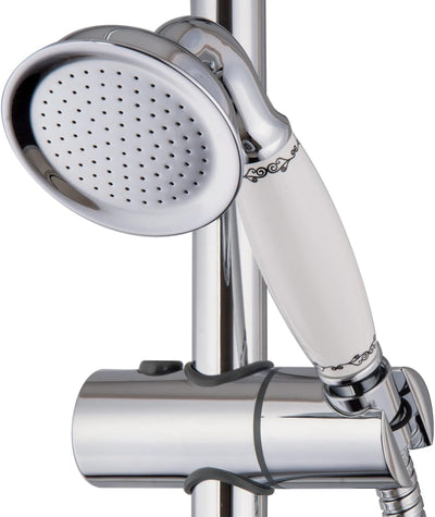 PaulGurkes Aufputz Duschsystem Retro Nostalgie Regendusche Set Duschsäule Antik Duschset Dusche Brau