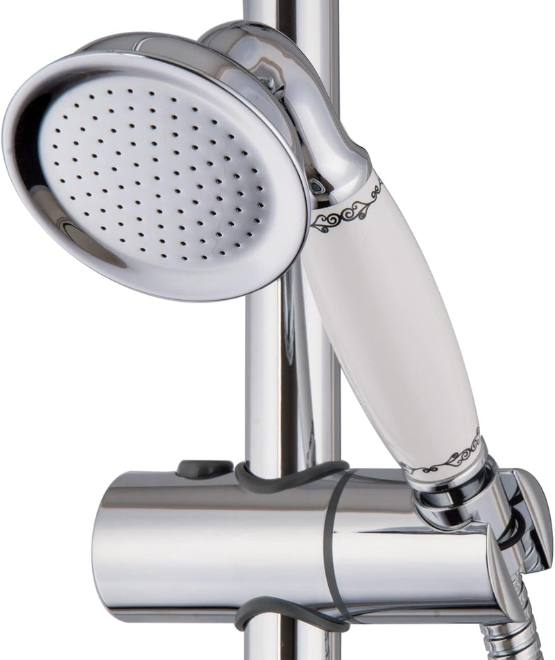 PaulGurkes Aufputz Duschsystem Retro Nostalgie Regendusche Set Duschsäule Antik Duschset Dusche Brau