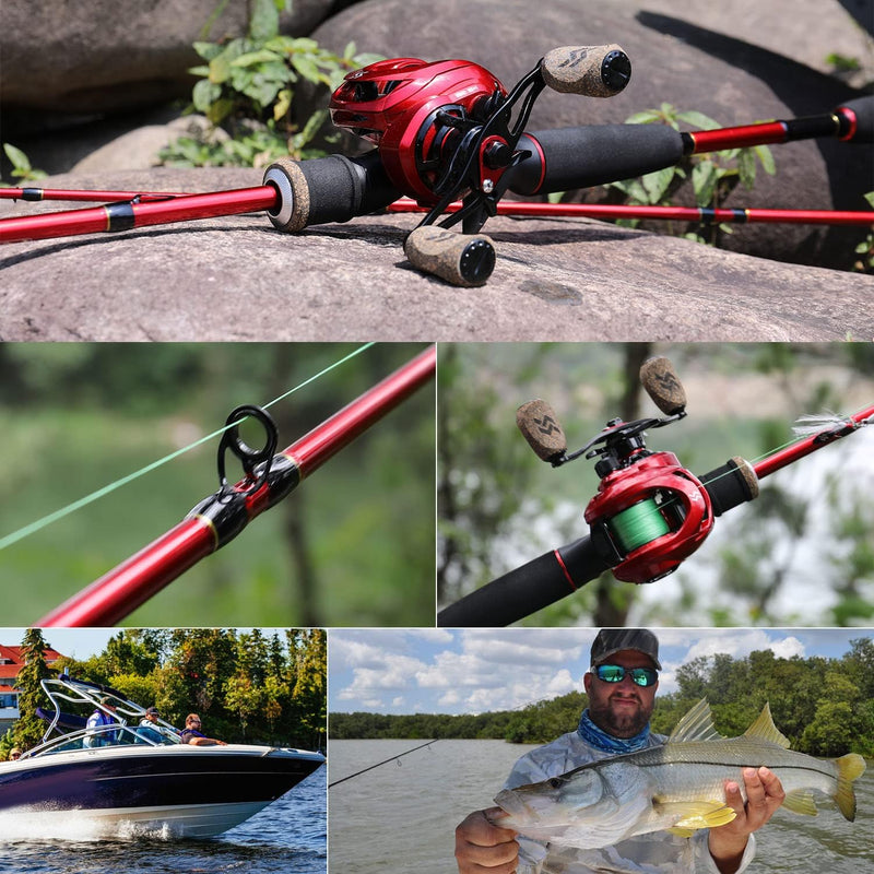 Sougayilang Baitcasting Combo, 2 Abschnitte M/MH Lightweight Baitcasting Rod und 8.0:1 Baitcaster Re