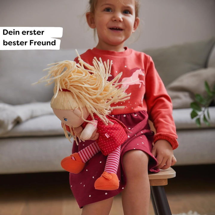 HABA 302108 - Puppe Annelie, Stoffpuppe mit Kleidung und Haaren, 30 cm, Spielzeug ab 18 Monaten Sing