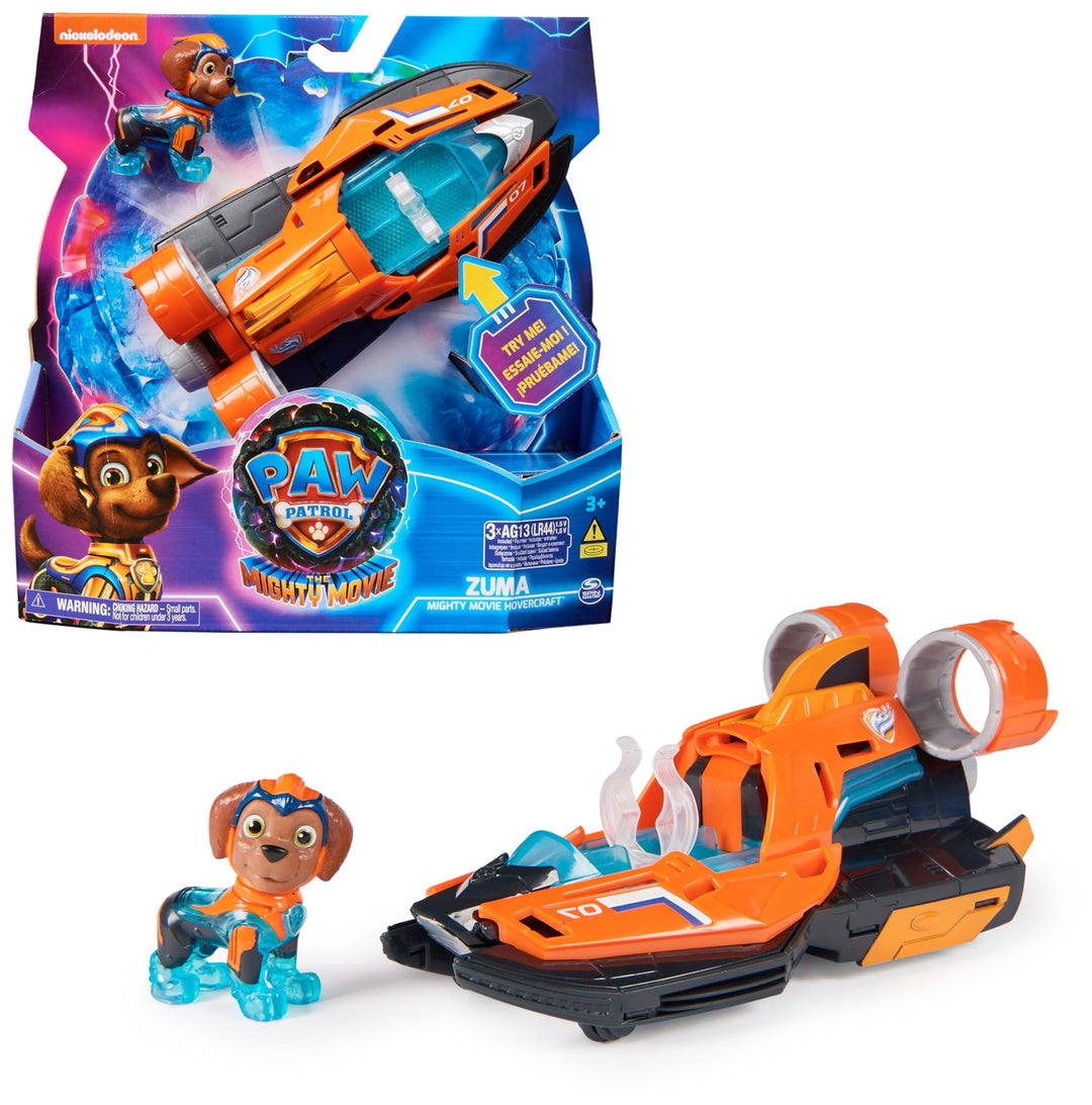 Spin Master PAW Patrol: Der Mighty Kinofilm, Superhelden-Basis-Fahrzeug von Zuma mit Welpenfigur, Sp