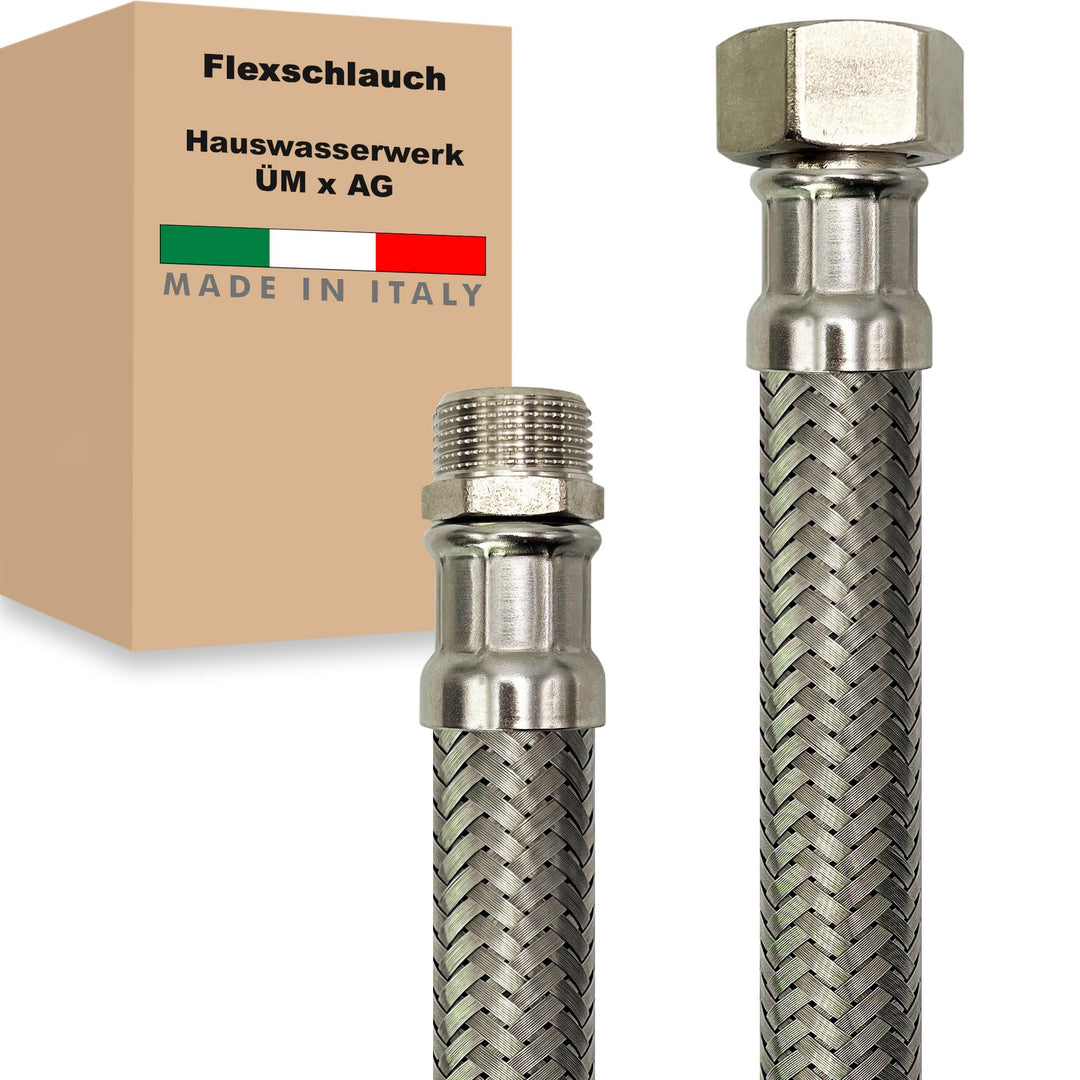Hauswasserwerk Flexschlauch 1 Zoll Edelstahl Panzerschlauch Anschlussschlauch Sanitär Armaturenschla