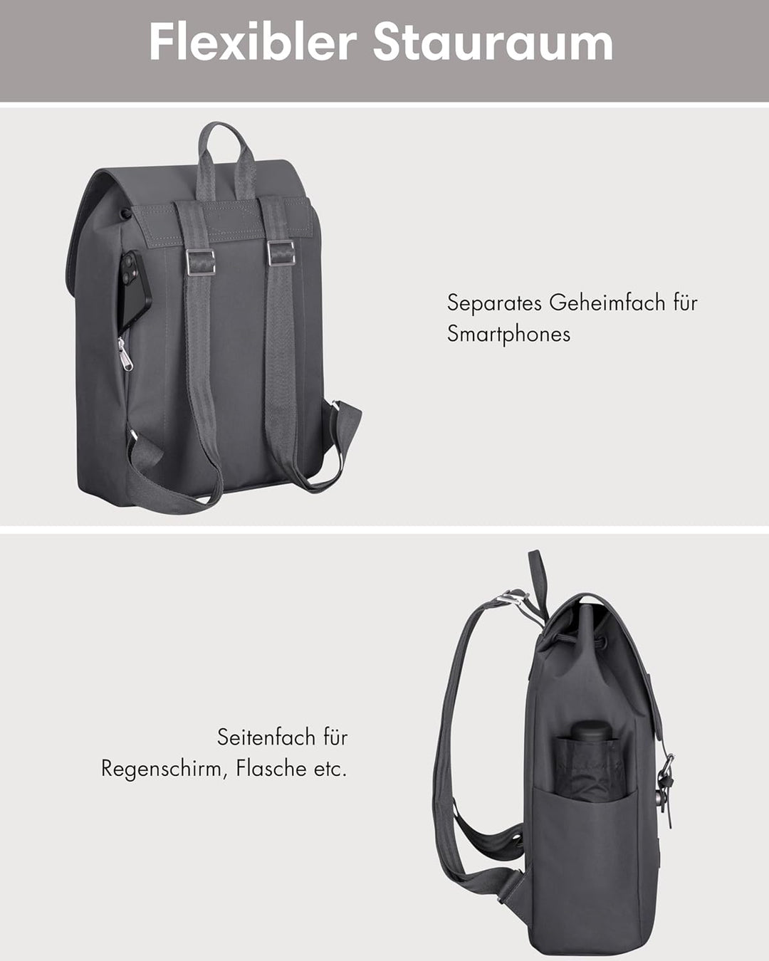 LARKSON Rucksack Damen Klein - Ida - Kleiner Damenrucksack für Freizeit, Uni oder City - Mit Laptop