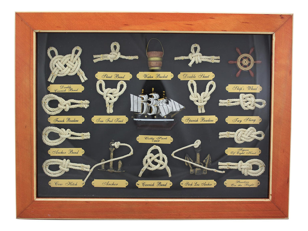 Sea-Club Knotentafel hinter Glas Englisch Knotenbild Holz/Glas 40x30cm