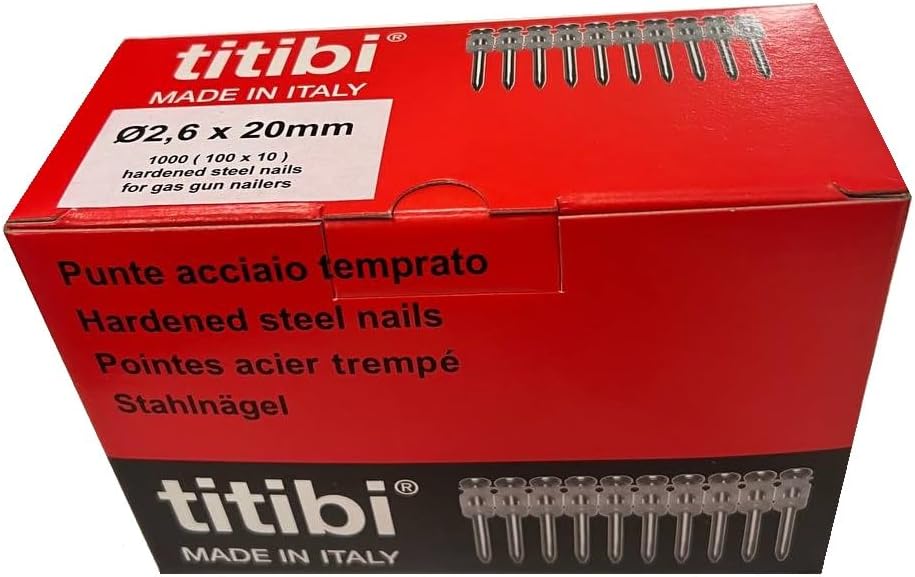 2 x Gas Kartuschen P700 + 1000 titibi Nägel für: Gas Nagler Spit Pulsa 700P/700E (Ø 2,6 x 25mm), Ø 2