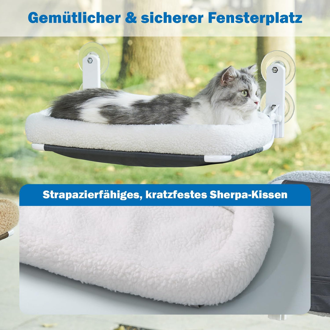 Zakkart Faltbare Katzenhängematte für Fenster - Kabellos, Eingebettetes Maschinenwaschbares Bett, Ro