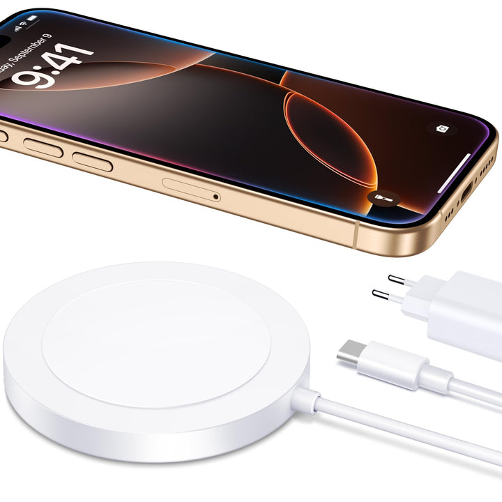 Mag-Safe Ladegerät Wireless Charger für iPhone: Magnet Ladestation Induktive kabellos Ladepad Kompat