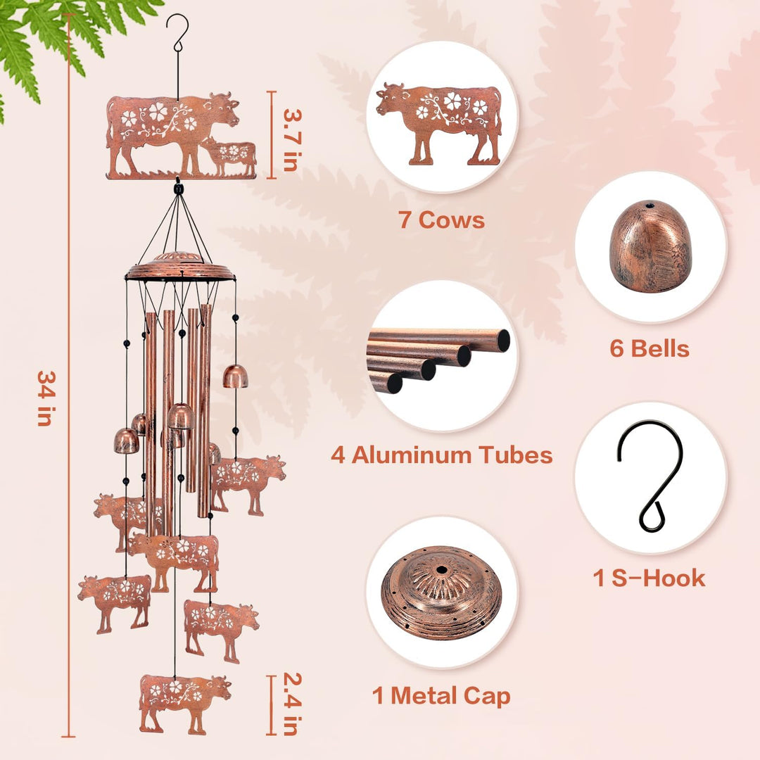Windspiel mit Kühen, Geschenke mit Kühen für Frauen/Männer/Mutter/Frau/Oma, Geburtstagsgeschenk, Ged