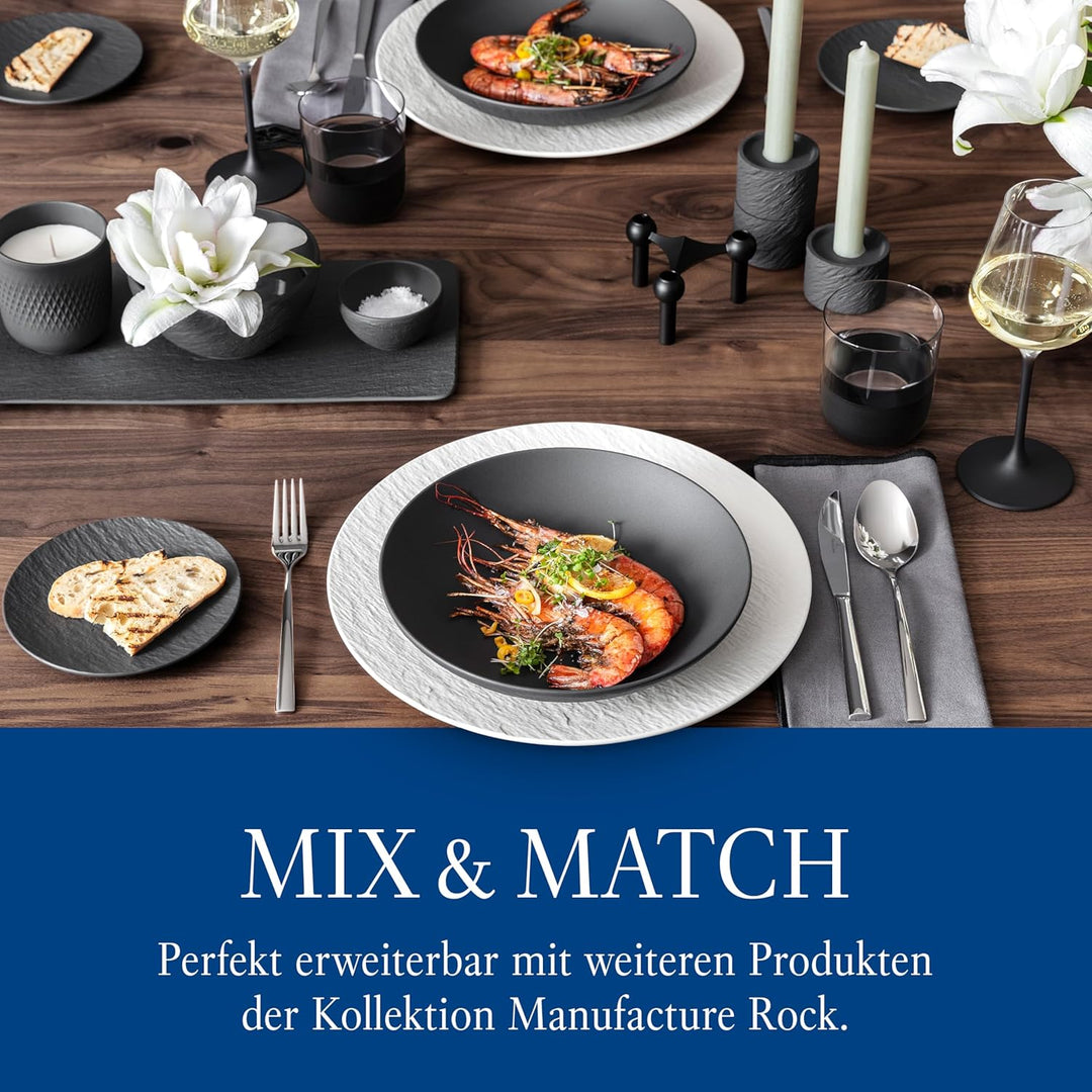 Villeroy und Boch Manufacture Rock Blanc Schale, 28,7 cm, Premium Porzellan, Weiss Weiss Schale tief