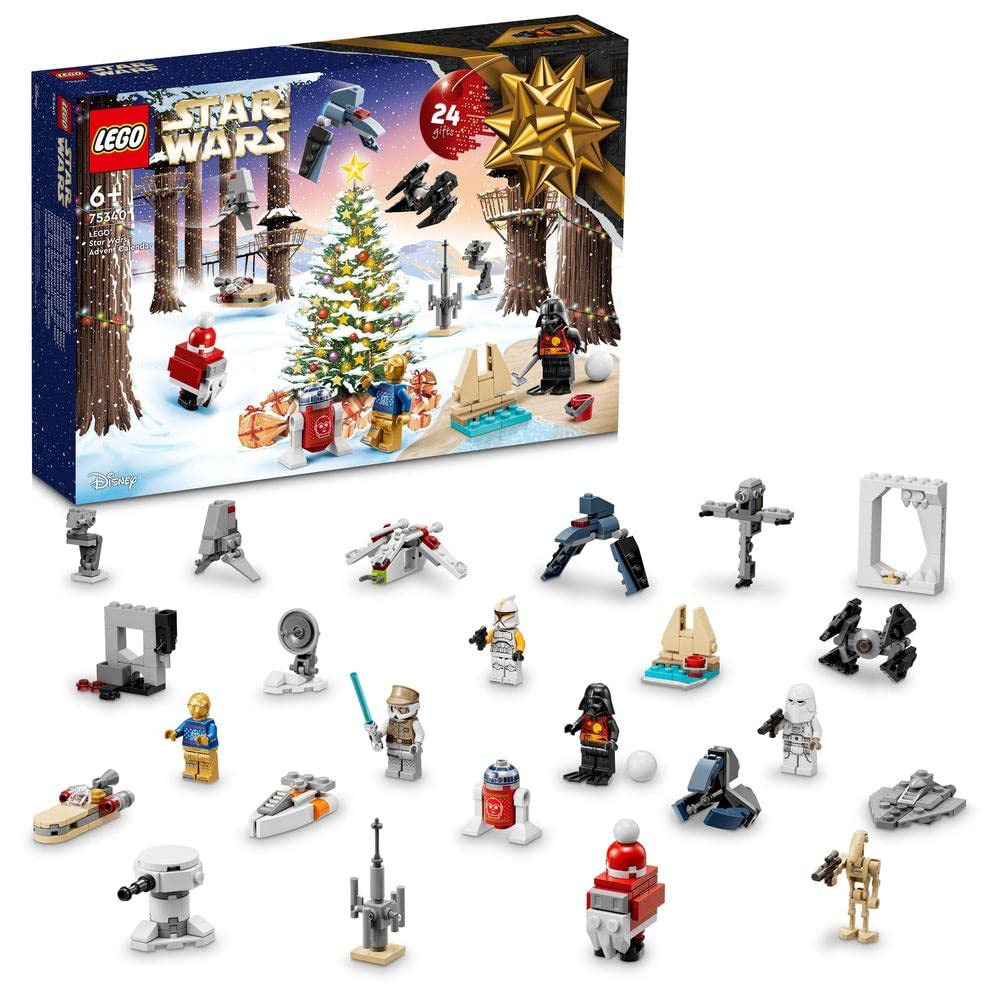 LEGO 75340 Star Wars Adventskalender 2022, 24 Weihnachtsspielzeuge, darunter Minifiguren Gonk Droid,