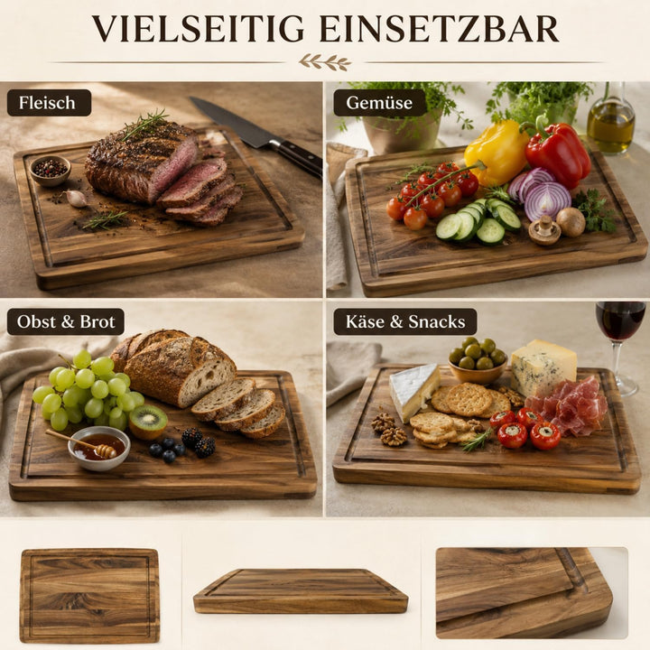 com-four® 37 x Schneidebrett aus Akazienholz 25 cm, Küchenbrett | lebensmittelechte Holzplatte - Ser