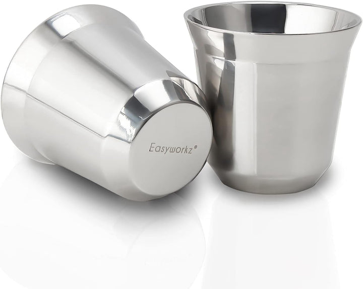 Easyworkz Espressotassen aus Edelstahl, doppelwandig, isoliert, 150ml Demitasse Tassen, 2er-Set, hit