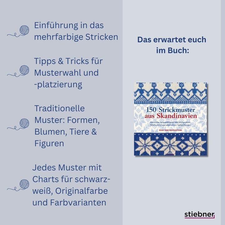 150 Strickmuster aus Skandinavien. Mustersammlung für Fair Isle und Jacquard Strickmuster. Für Norwe