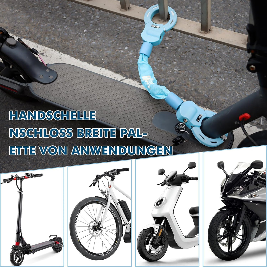 IMAYCC Neue E Scooter Schloss, Handschellenschloss mit Schlüssel, Schloss für E Scooter mit Gummi-Lo