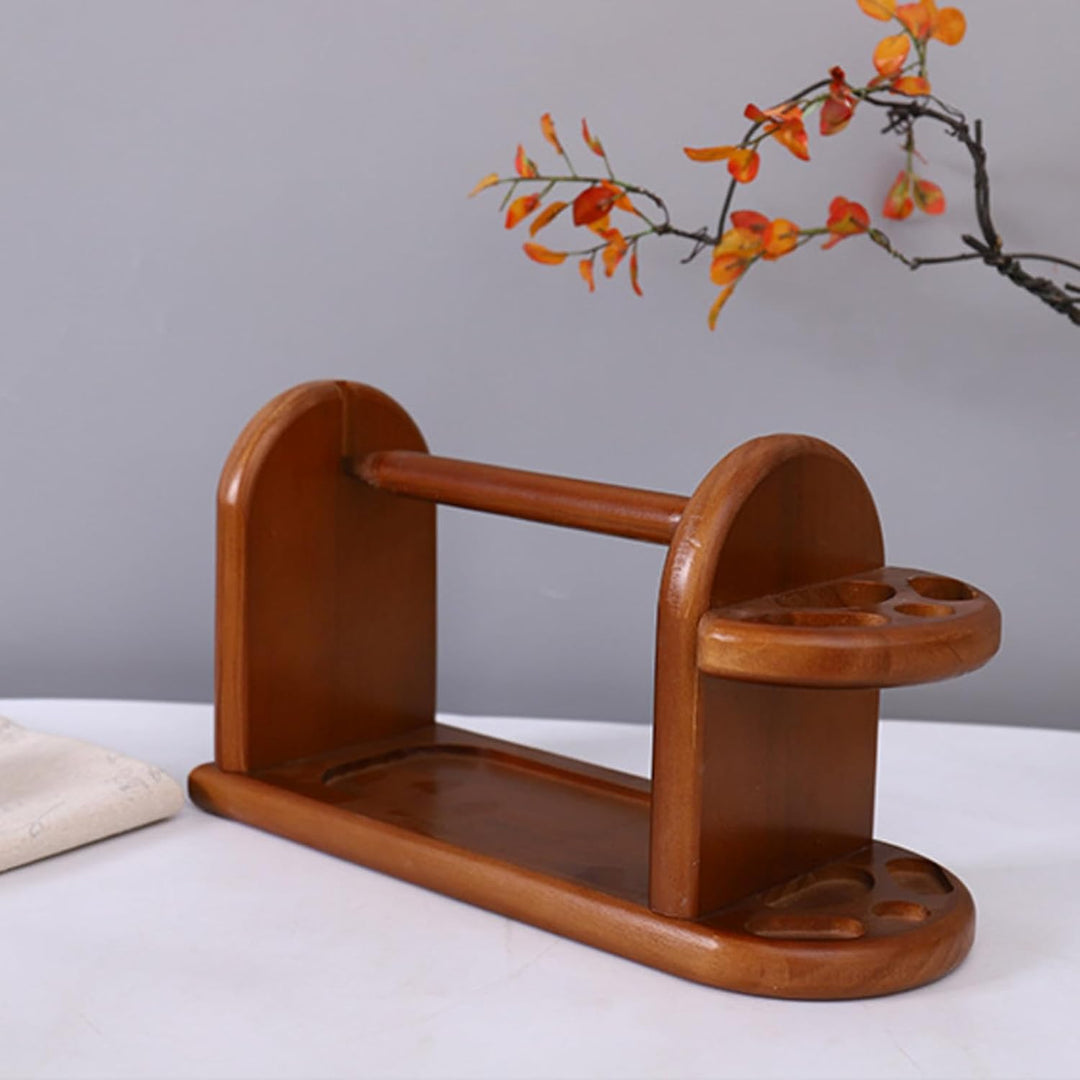 RoseFlower Garnhalter-Ständer, Natürlicher roter Garnknäuelhalter aus Holz, Spindeln, drehender Garn