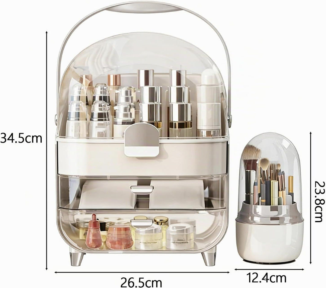 2 StüCk Make Up Organizer &amp; Drehbar Pinselhalter, GrossE KapazitäT ParfüM Organizer, Kosmetik Organi
