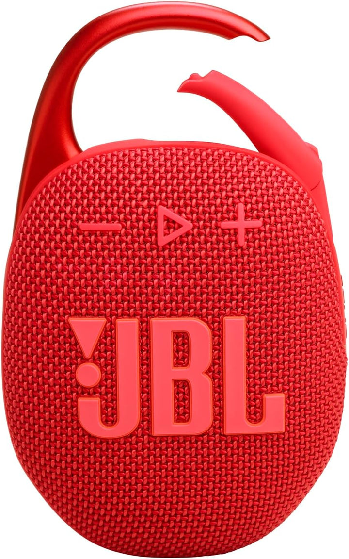JBL Clip 5 in Rot – Tragbare Bluetooth-Lautsprecher-Box mit JBL Pro Sound, tiefem Bass und Playtime-