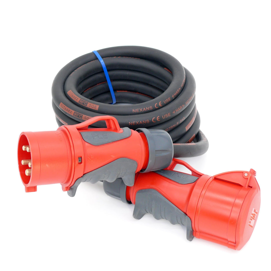 CEE Starkstromkabel (1,5m-50m) 32A Verlängerungskabel Titanex H07RN-F 5x6mm² mit PCE Grip Stecker un