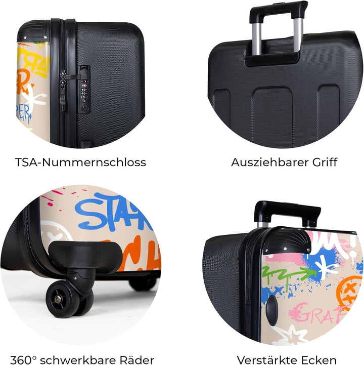 NoBoringSuitcases.com® Koffer XL Gross 77x51.5x28 cm Hartschale Reisekoffer 4 Rollen Leicht Koffer T